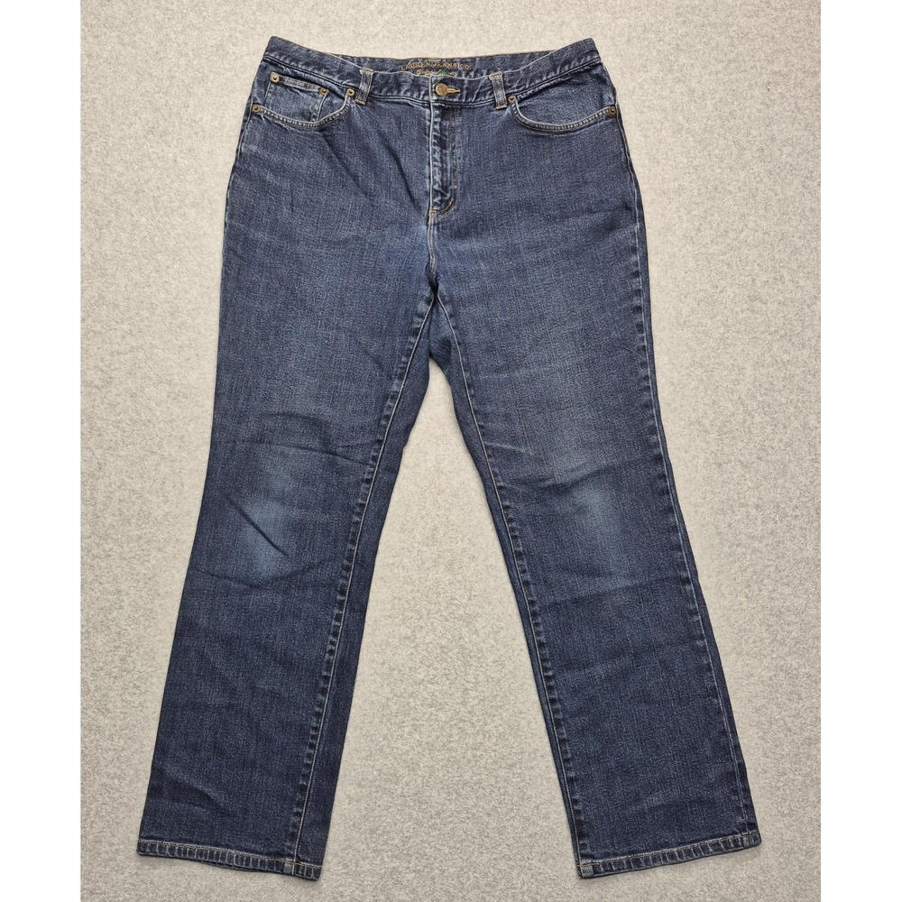 Lauren Jeans Co Ralph Lauren Womens 14P Blue Medium Wash Stretch Straight Denim